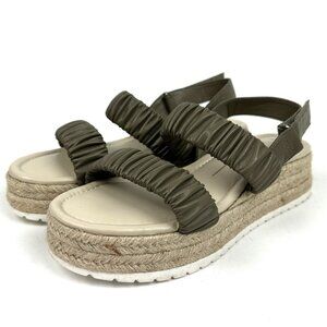 Dolce Vita Mizza Platform Ruched Vegan‎ Leather Espadrille Sandals Khaki 7